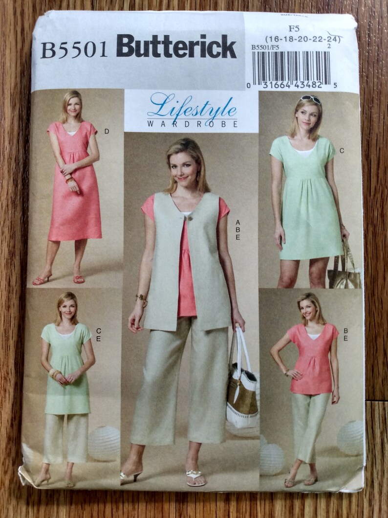 Plus Size Dress Top Pants Vest Sewing Pattern Sz 16 18 20 22 24