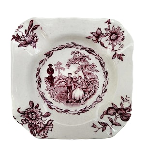 &quot;Vintage Mason&#39;s Ironstone Aschenbecher Keramik &quot;&quot;Watteau&quot;&quot; Kleines Quadrat Transferware