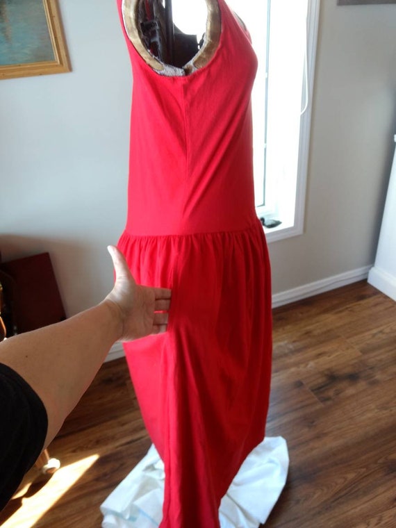 Red Tank Top Dress Sleeveless with Pockets Retro … - image 4