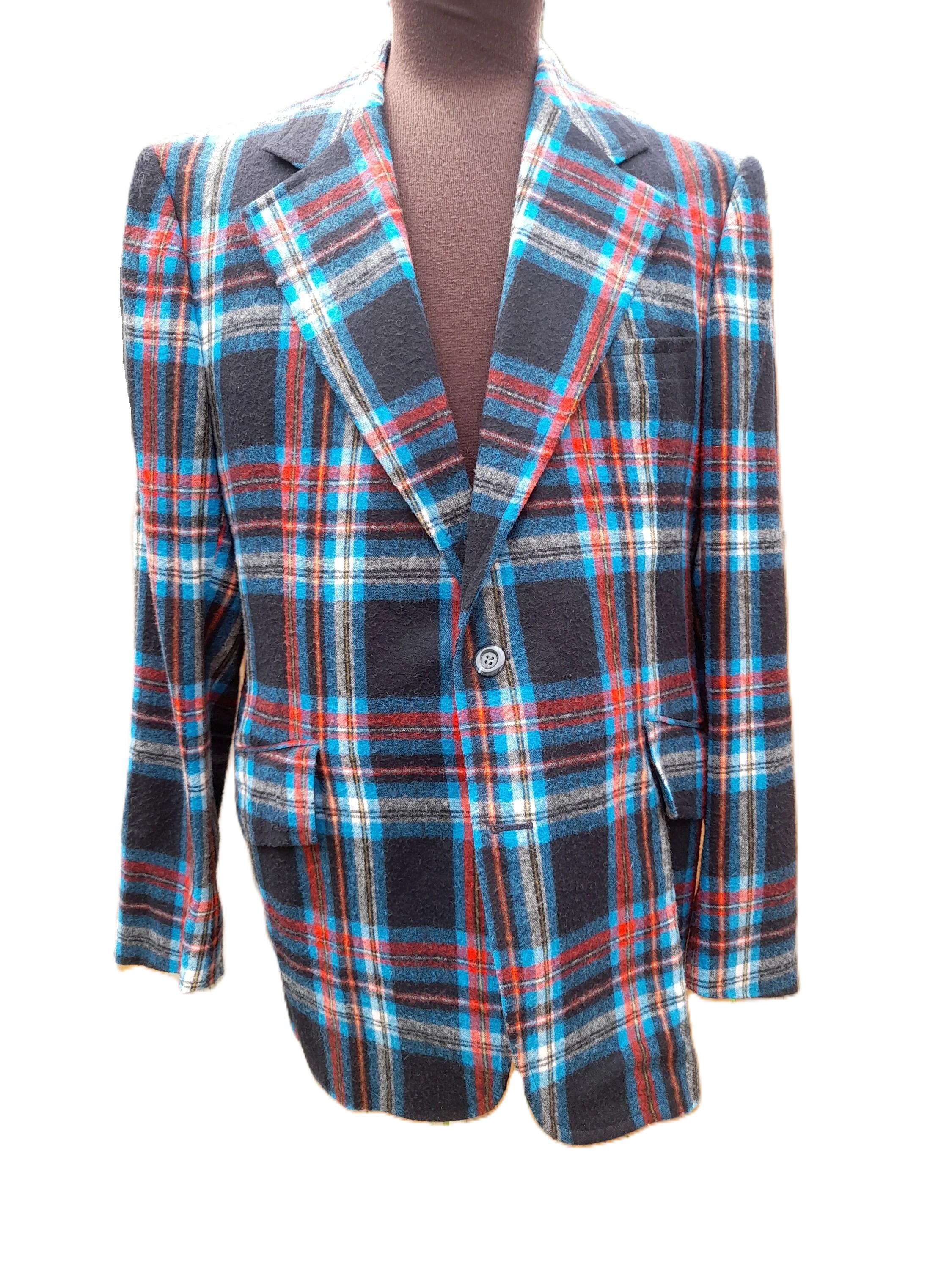 Vintage 60s Plaid Sport Coat Jacket Union Label #8 Murray