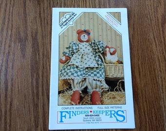 Stuffed Bear and Chicken Decor Doll Sewing Pattern "Olde Friend & Fat Hen" Vintage 90s UNCUT