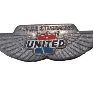 Vintage United Airlines Pin &quot;Future Stewardess&quot; Flight Attendant Promo Brooch Collectible