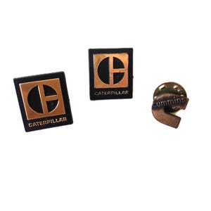 Cummins and Caterpillar Lapel Pins Lot of 3 Truck Engine Machinery Collectibles
