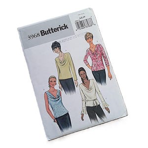 Vintage Pullover Tops Sewing Pattern Size 6-10 Draped Neckline Butterick 3968 UNCUT