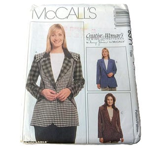 Patron de couture veste blazer vintage tailles 12-16 empiècements contrastés McCall's 8371 non coupé