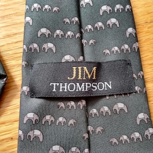 Vintage Elephant Neck Tie Jim Thompson Made in Thailand Necktie