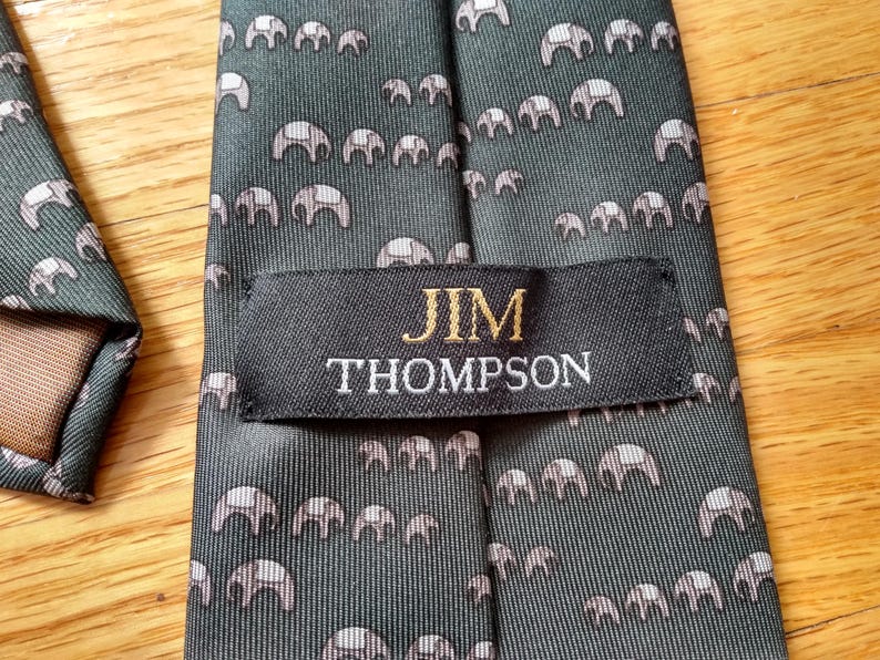 Vintage Elephant Neck Tie Jim Thompson Made in Thailand Necktie