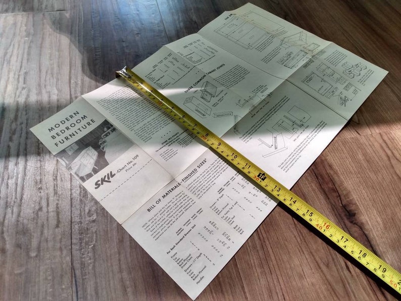 MCM Bedroom Furniture Construction Plans Headboard Dresser Etsy