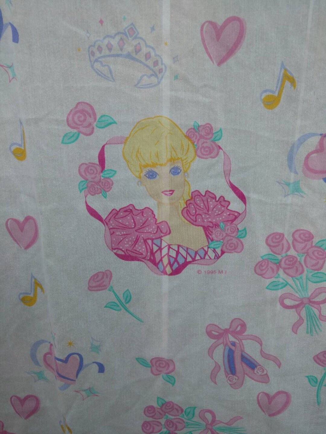 Vintage Barbie Bed Sheet Twin Size Dan River Cutter Fabric Kids