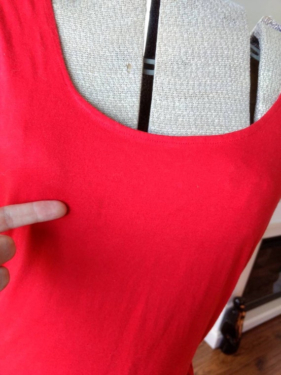 Red Tank Top Dress Sleeveless with Pockets Retro … - image 6
