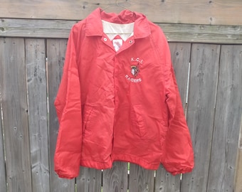 Vintage K.C.I. Raiders Nylon Jacket Kitchener High School Size Large DISTRESSED