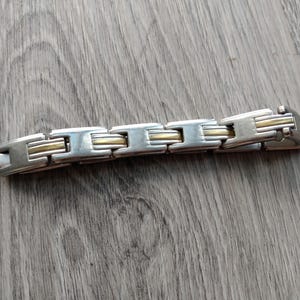 Sabona Bracelet Stainless Steel Links Gold Tone Design Magnets L