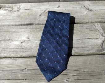 Vintage Tie Necktie SILK Blue "Oscar de la Renta" Made in Korea