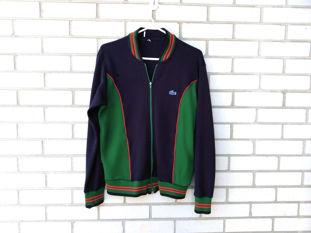 Vintage 80s IZOD Lacoste Sweatshirt Jacket Blue Alligator S/M 40