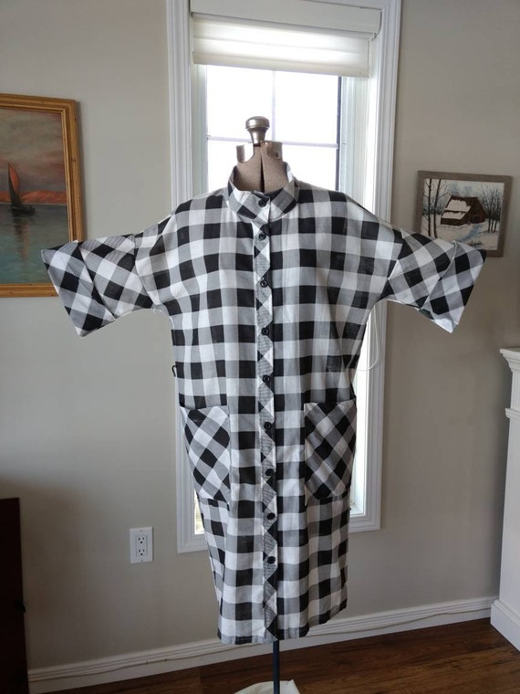 Black and White Buffalo Checked Dress with Pocket… - image 2