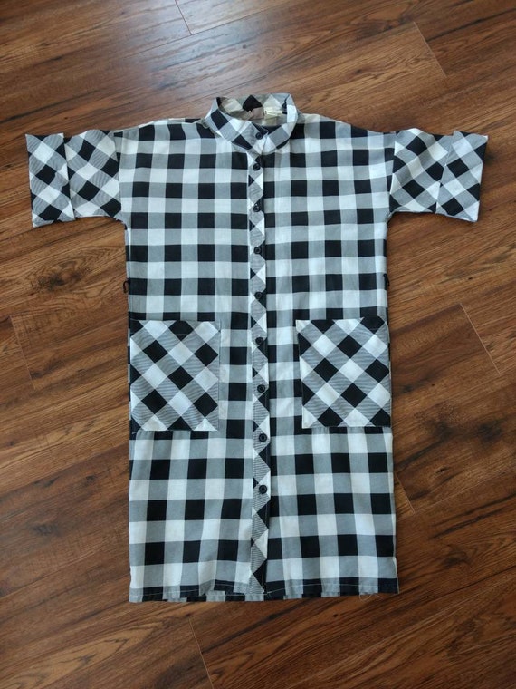 Black and White Buffalo Checked Dress with Pocket… - image 3