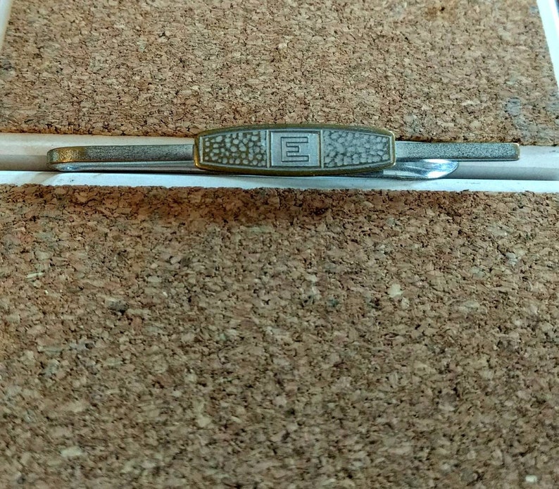 Vintage Hickok Tie Bar Clip Monogram Initial E Name Evan Edward Ethan Elijah Etcetera
