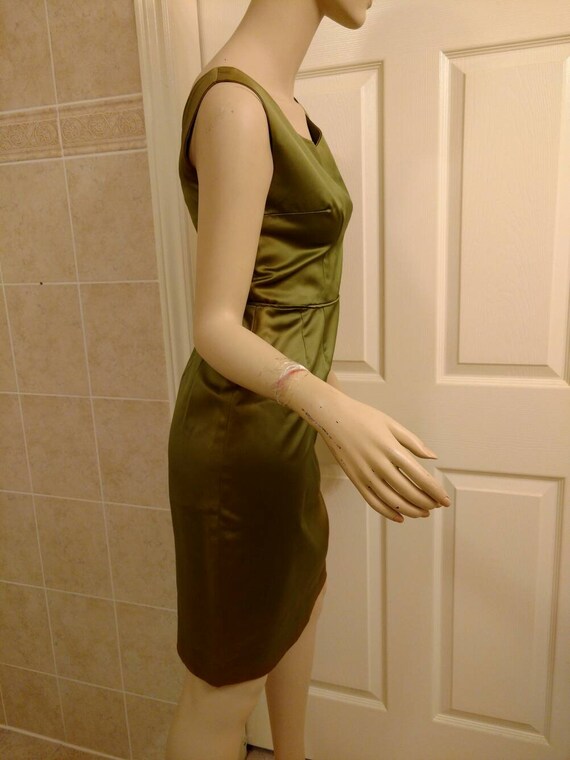 Vintage Green Dress Kay Cox Retro 1960s 1950s Sat… - image 3