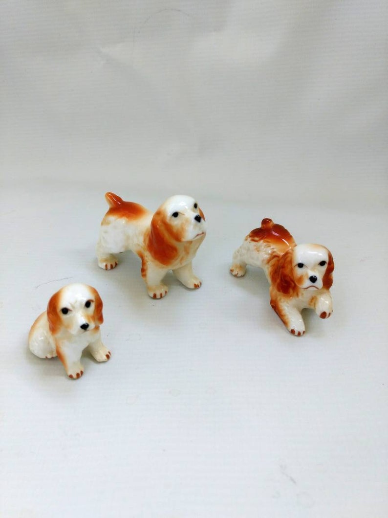 Miniature Dog Puppy Ceramic Figurines Vintage Bone China Set Etsy