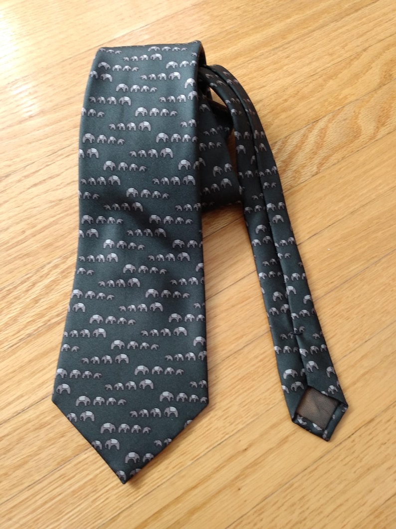 Vintage Elephant Neck Tie Jim Thompson Made in Thailand Necktie
