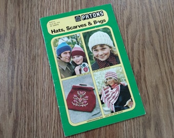 Knitting and Crochet Patterns Book Retro Vintage Hats, Scarves, Bags 1970s