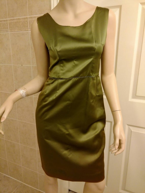 Vintage Green Dress Kay Cox Retro 1960s 1950s Sat… - image 2