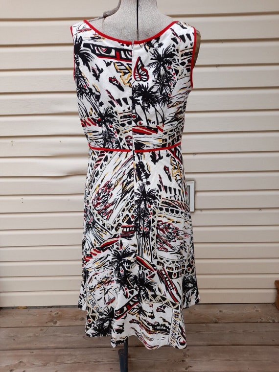 Vintage Linen Dress Tropical Nautical Size 8 37" … - image 9