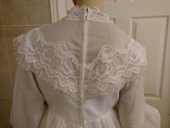 Vintage Wedding Dress Size 11 12 Pleated Chiffon … - image 9