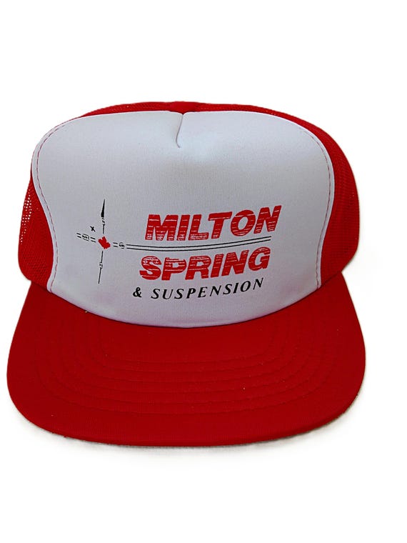 Vintage Trucker Hat Milton Spring and Suspension Red Mesh Snapback Retro