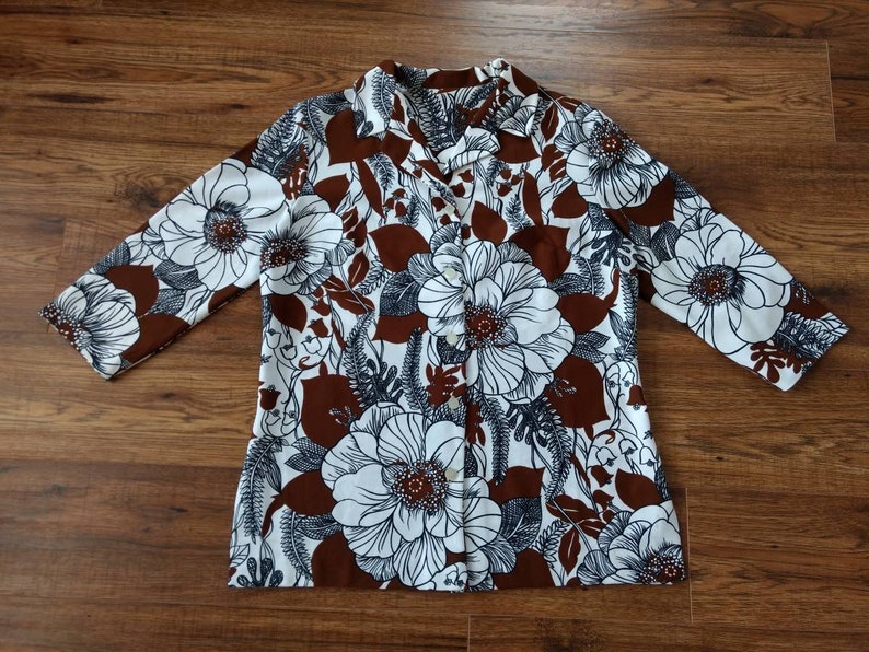 Extra Large Flower Print Blouse Retro 1970s Shirt Vintage | Etsy