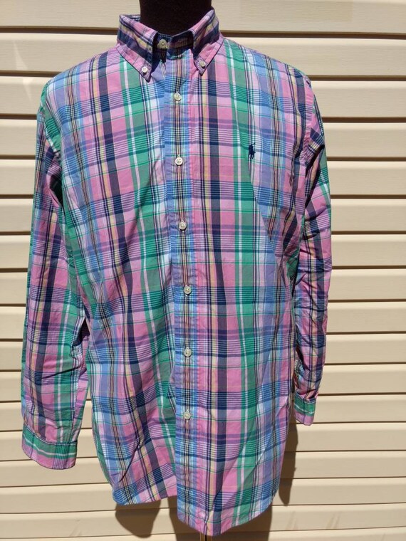 Ralph Lauren Polo Shirt PONY Pink Plaid Madras XL… - image 3