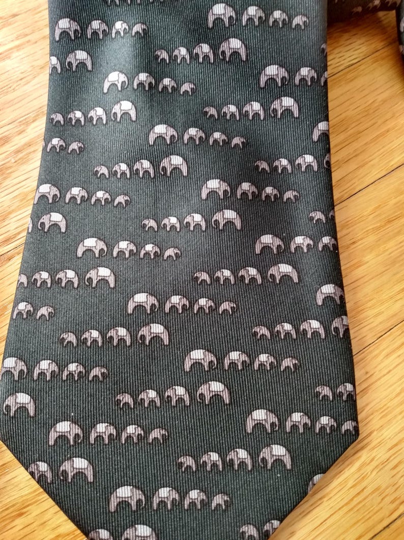 Vintage Elephant Neck Tie Jim Thompson Made in Thailand Necktie