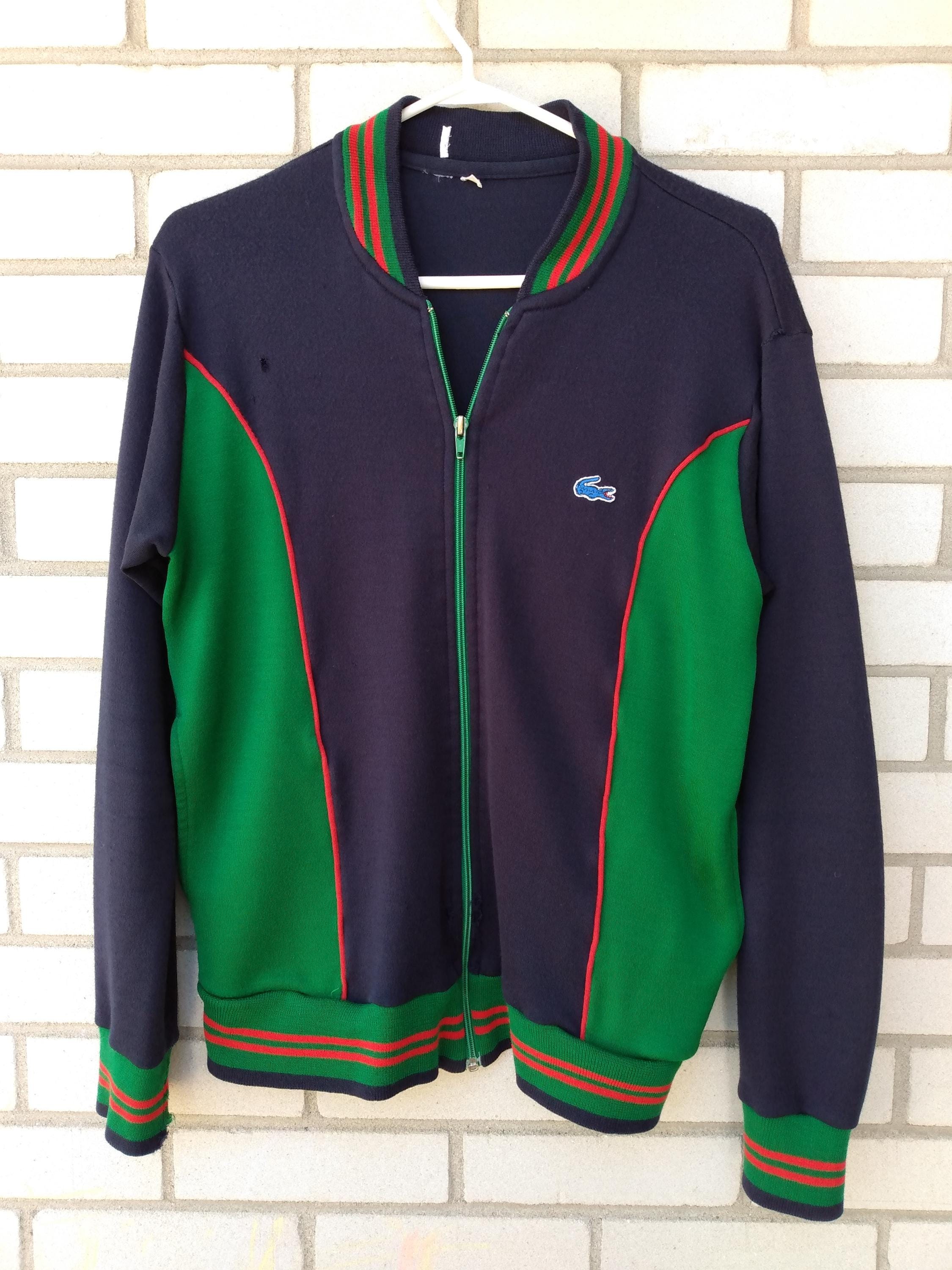 Vintage 80s IZOD Lacoste Sweatshirt Jacket Blue Alligator S/M 40