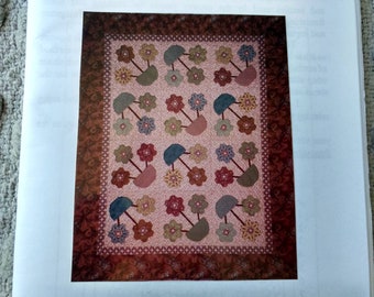 Flower Pots Applique Quilting Pattern 49"  x 61" Lap Quilt by Fran O'Neill