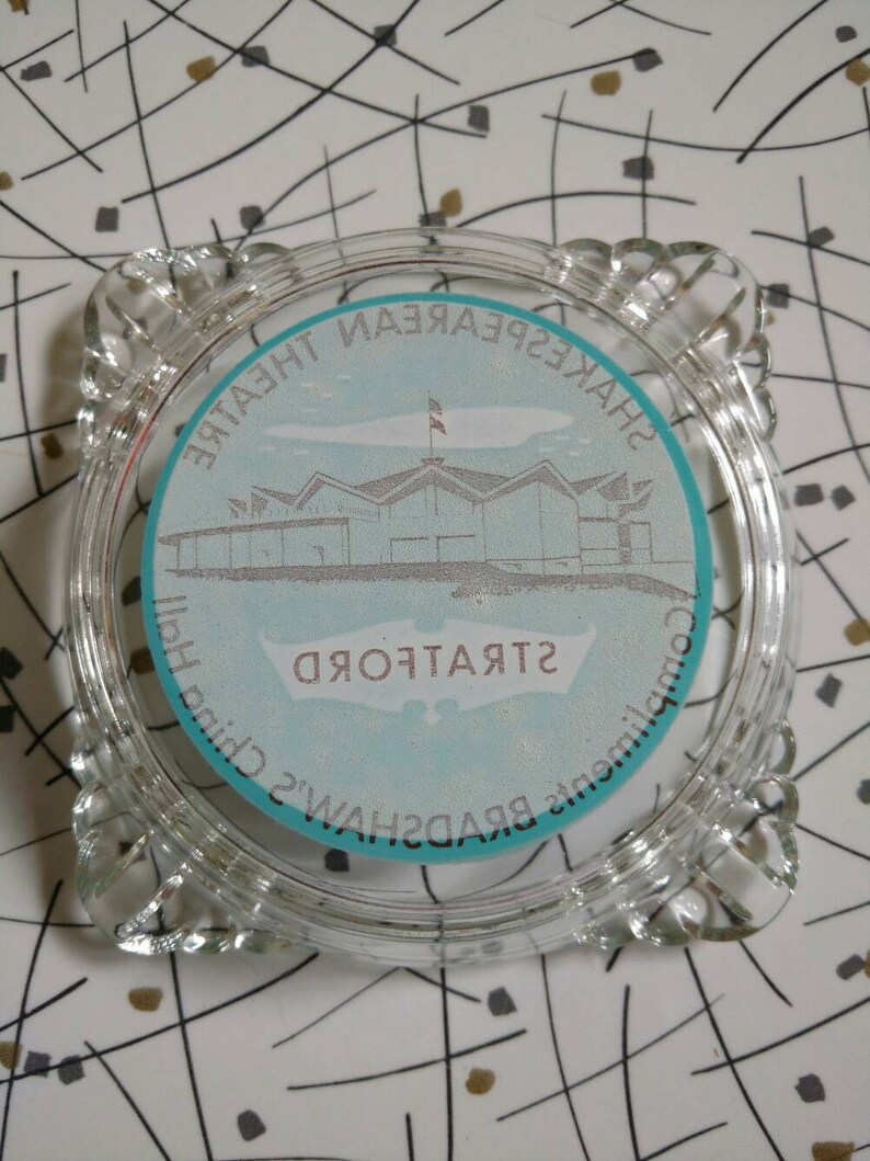 Vintage Ashtray Retro Turquoise Shakespearean Theatre Stratford Bradshaw/'s China Hall