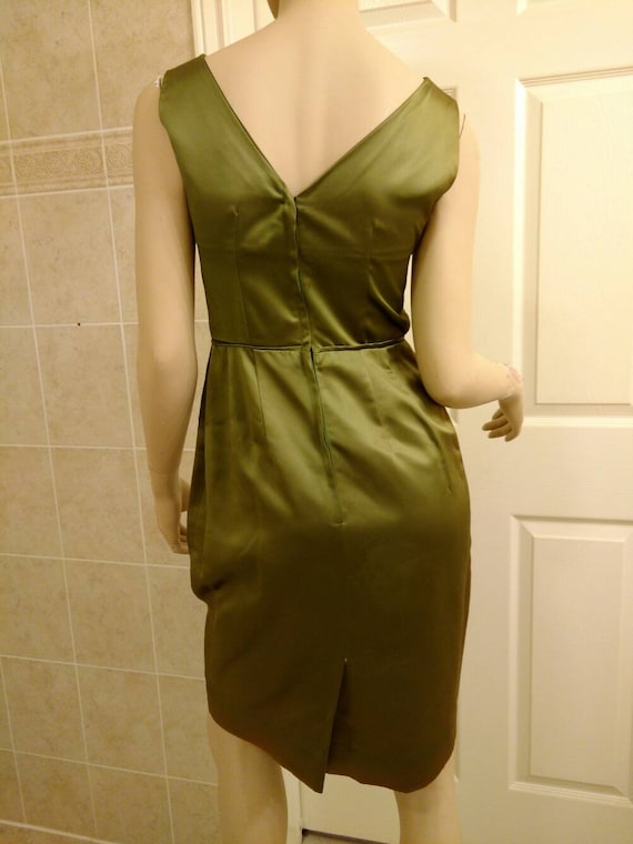 Vintage Green Dress Kay Cox Retro 1960s 1950s Sat… - image 4