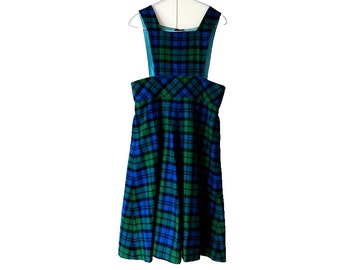 Vintage Plaid Dress Tartan Jumper 29" Waist Handmade 1950s 1960s Retro