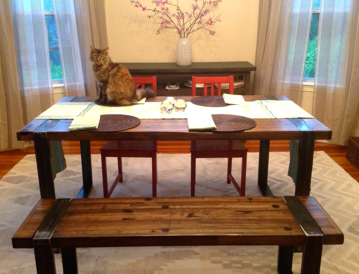 Industrial Dining Table Reclaimed Oak Etsy