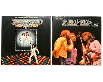 Bee Gees Saturday Night Fever Soundtrack & Here At Last Live Vinyl Record LP Lot