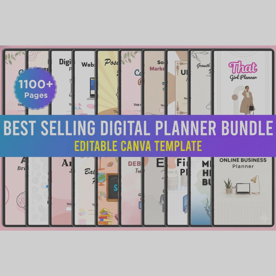 Mega Digital Planner Bundle, Editable Canva Template for Goodnotes ...
