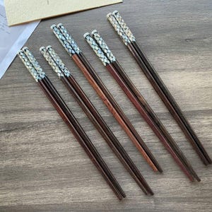 Personalized Handmade Rosewood Chopsticks, Mother of Pearl Inlay, Wooden Utensils