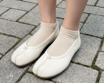 Zapatos Tabi de piel de oveja auténtica hechos a mano / Zapatos japoneses con punta dividida