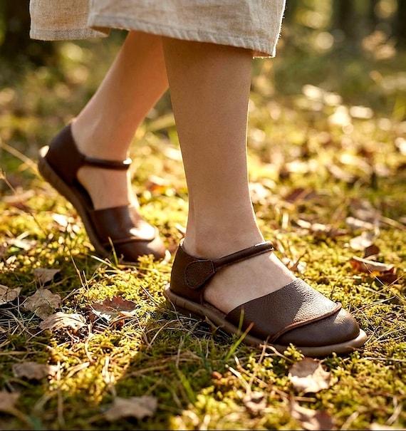 Genuine Leather Barefoot Mary Janes, Wide Toe Box Flats, Zero Drop Sole
