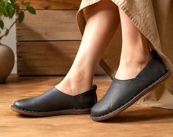 Handmade Cowhide Leather Loafers – Minimalist Zero Drop Moccasins, Wide Toe Box