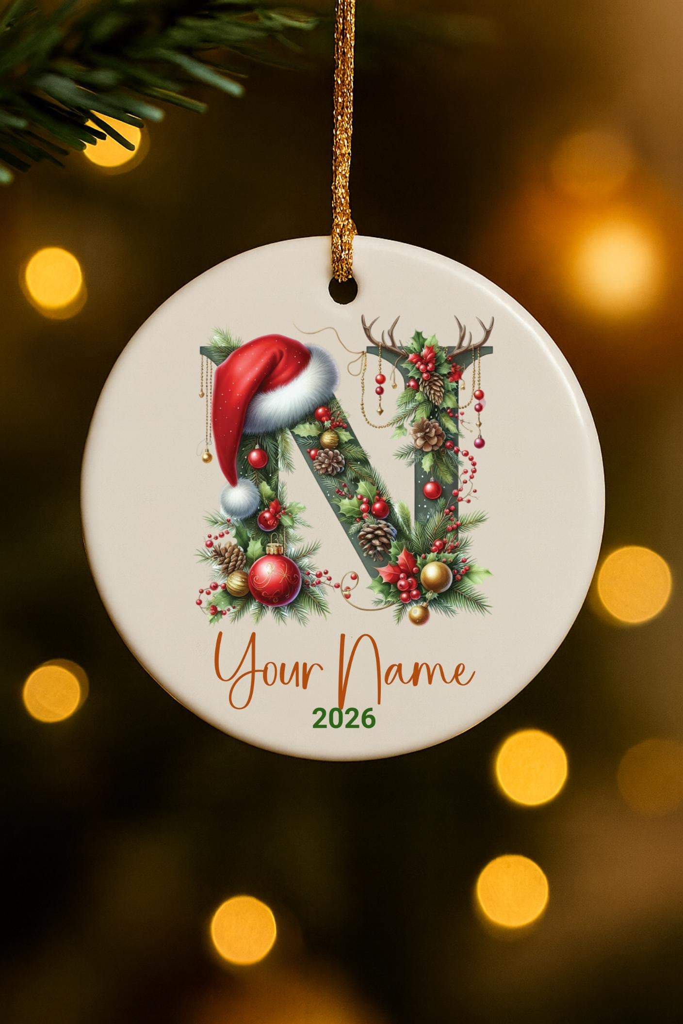 Personalized Monogram Keepsake Ornament 2026 - Custom Initial Name Decor, Family Memory Gift, Holiday & Yearly Ornament