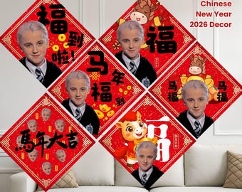 Draco Malfoy Lunar New Year 2026 (Set of 7) Mascot Printable CNY Props Wall Decor Horse Funny Trending Meme Printable PDF Wizards Witches