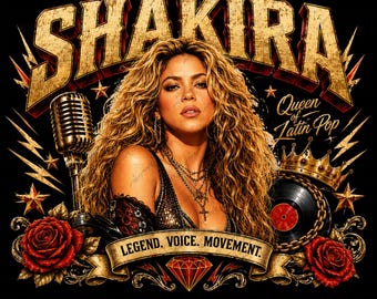 Shakira Tour T shirt PNG Design (Digital Download)