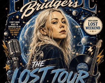 Phoebe Bridgers PNG Shirt Design, Lost Tour 2026 , T-Shirt PNG, Retro Music Fan Art, Digital Download