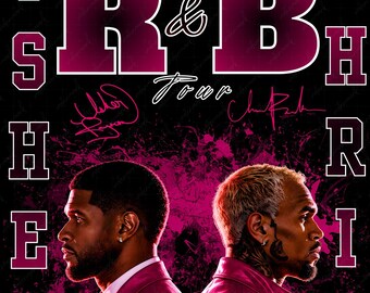 Usher Chris Brown PNG, R&B Music Shirt Design, Rapper Concert Graphic, Hip Hop T Shirt PNG, Digital Download
