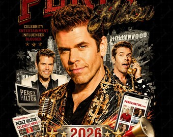 Perez Hilton PNG Shirt Design, Entertainment Blogger PNG, Retro Vintage T-Shirt Design, Digital Download